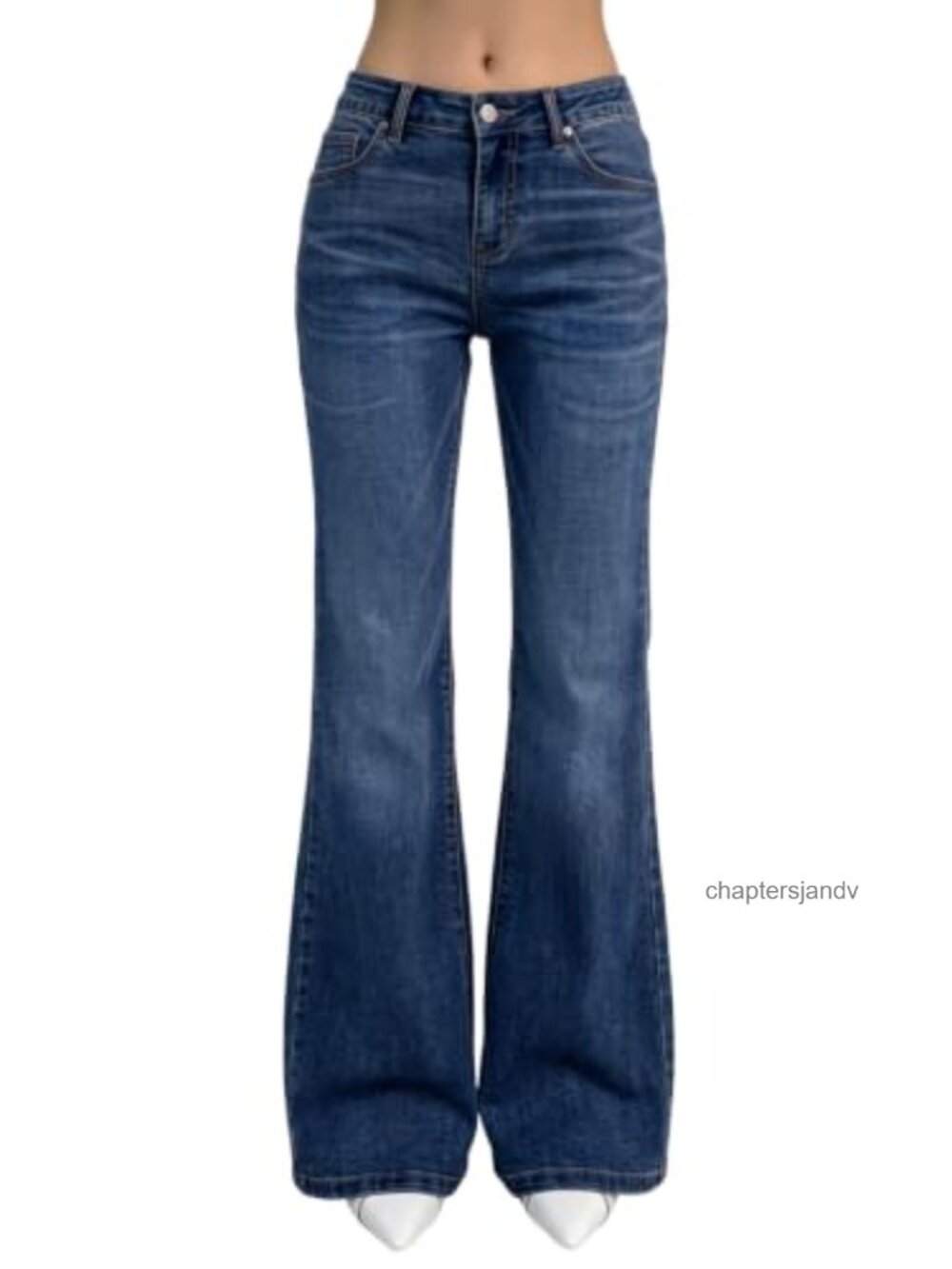 Women's Flare Bell Bottom Wide Leg Stretchy Denim Jeans - Picture 1 of 6